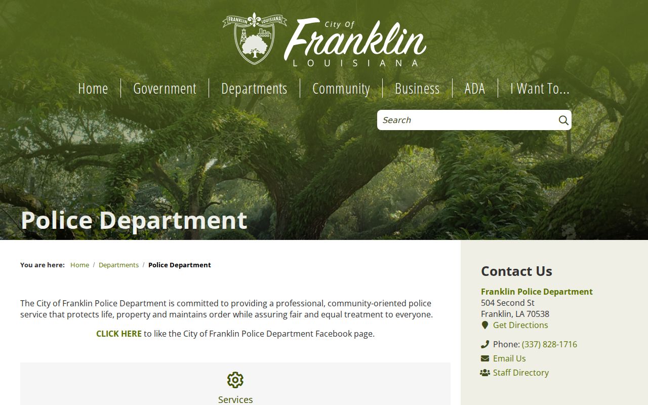 Franklin Police Department official webpage for local record contacts