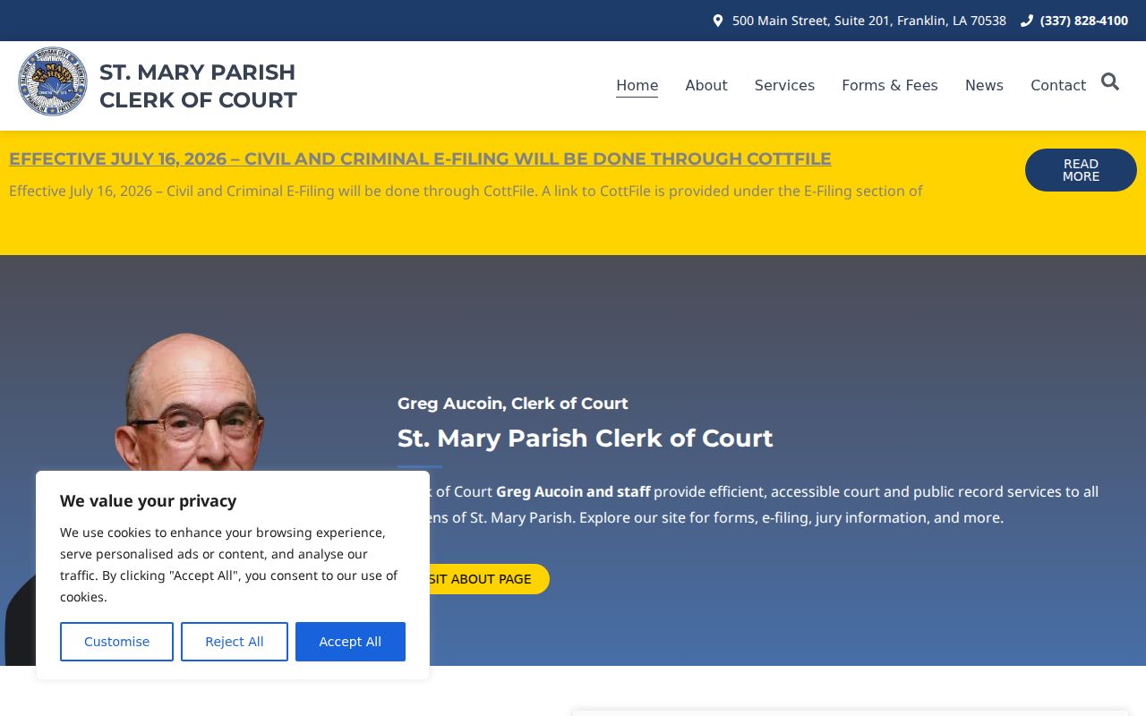 St. Mary Parish Clerk of Court official homepage