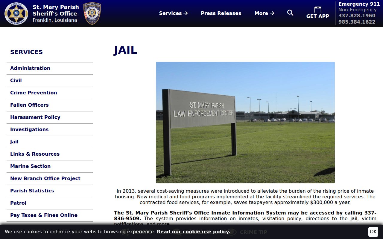 St. Mary Parish Law Enforcement Center information