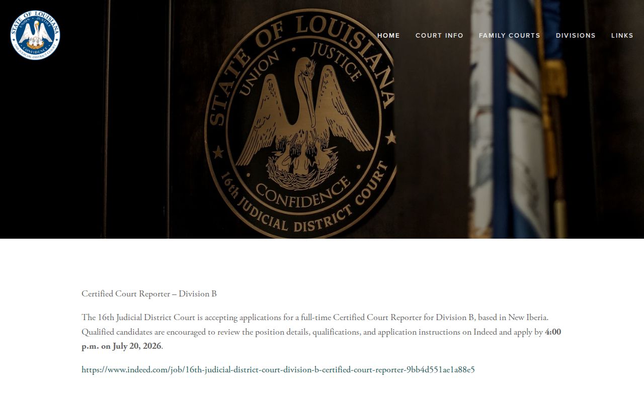 16th Judicial District Court official website