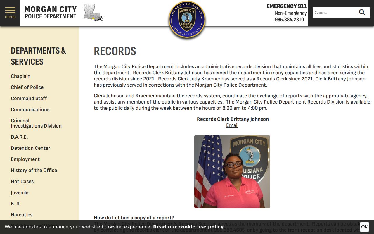 Morgan City Police Records Division instructions