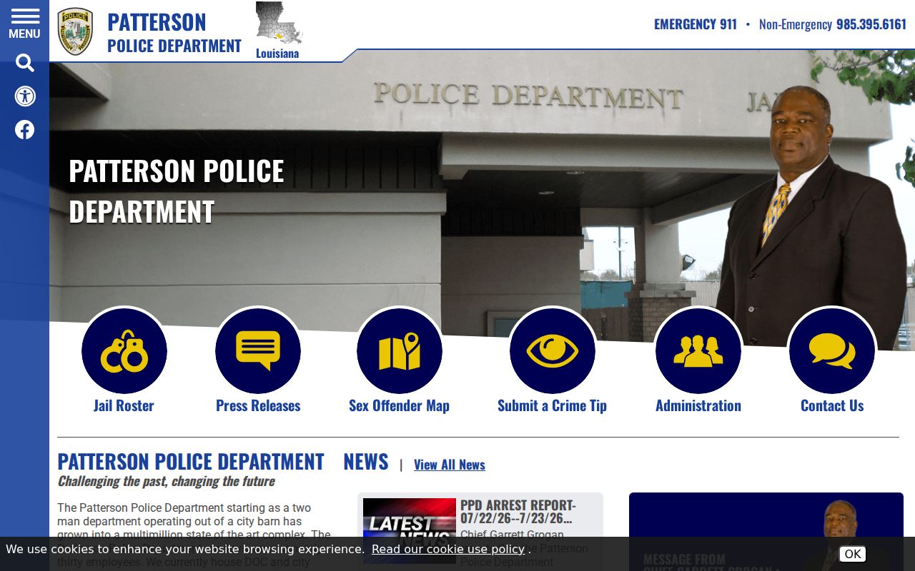 Patterson Police Department official homepage and contact information