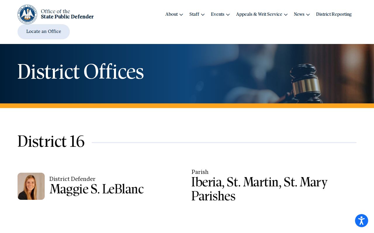 District 16 public defender office for St. Mary Parish criminal cases
